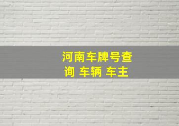 河南车牌号查询 车辆 车主